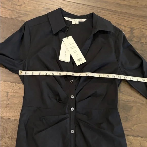 NWT Veronica Beard Cita Black Ruched Shirtdress Sz 4 - Picture 12 of 13